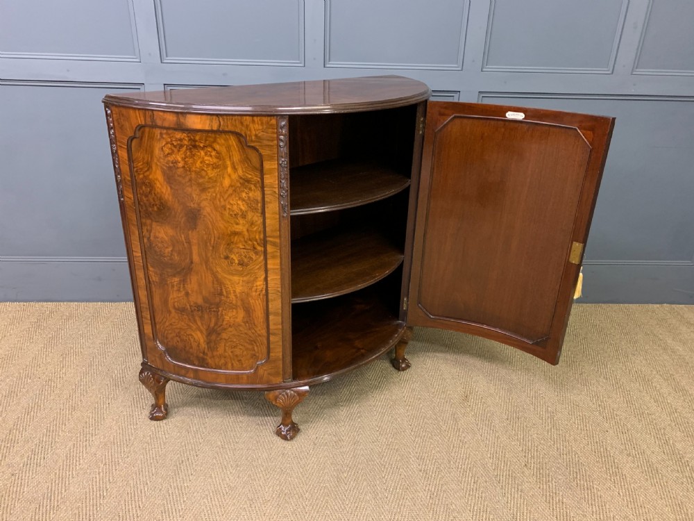 Burr Walnut Demi Lune Commode View X