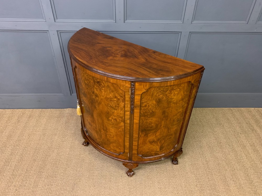 Burr Walnut Demi Lune Commode View XI