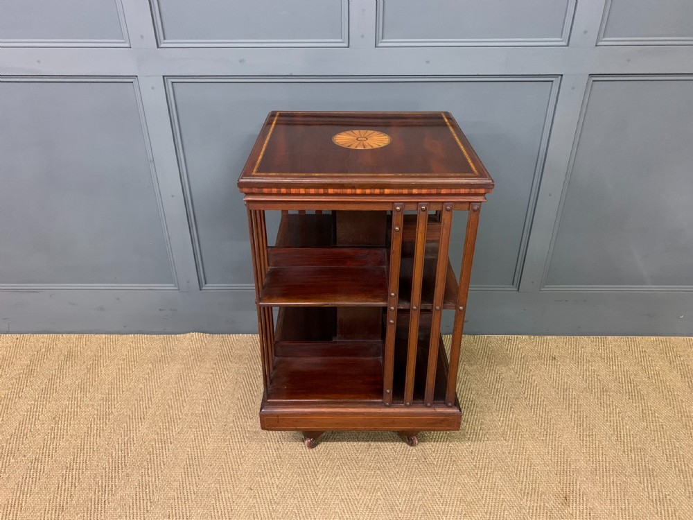 Inlaid Mahogany Revolving Bookcase View II