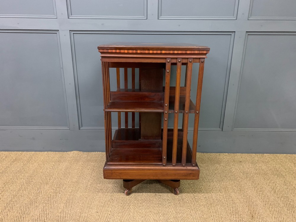 Inlaid Mahogany Revolving Bookcase View III