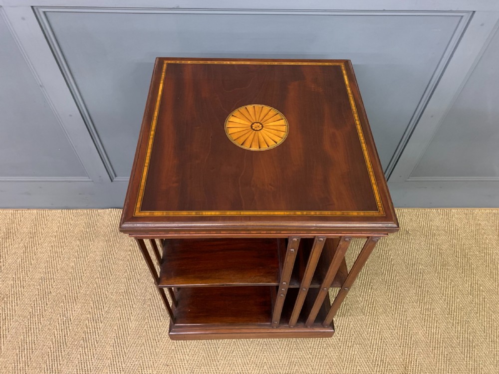 Inlaid Mahogany Revolving Bookcase View IV