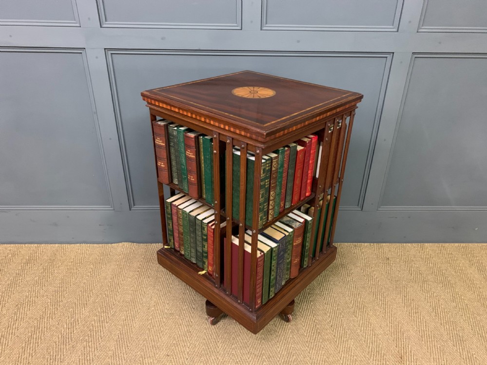 Inlaid Mahogany Revolving Bookcase View VIII