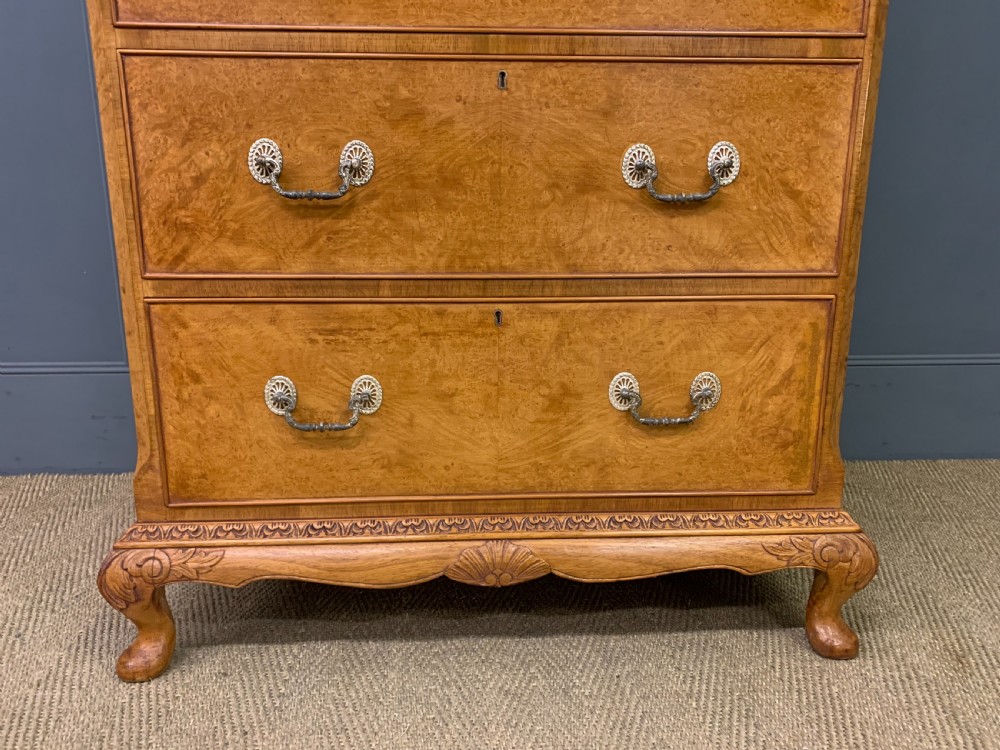 Burr Walnut Tallboy View IX