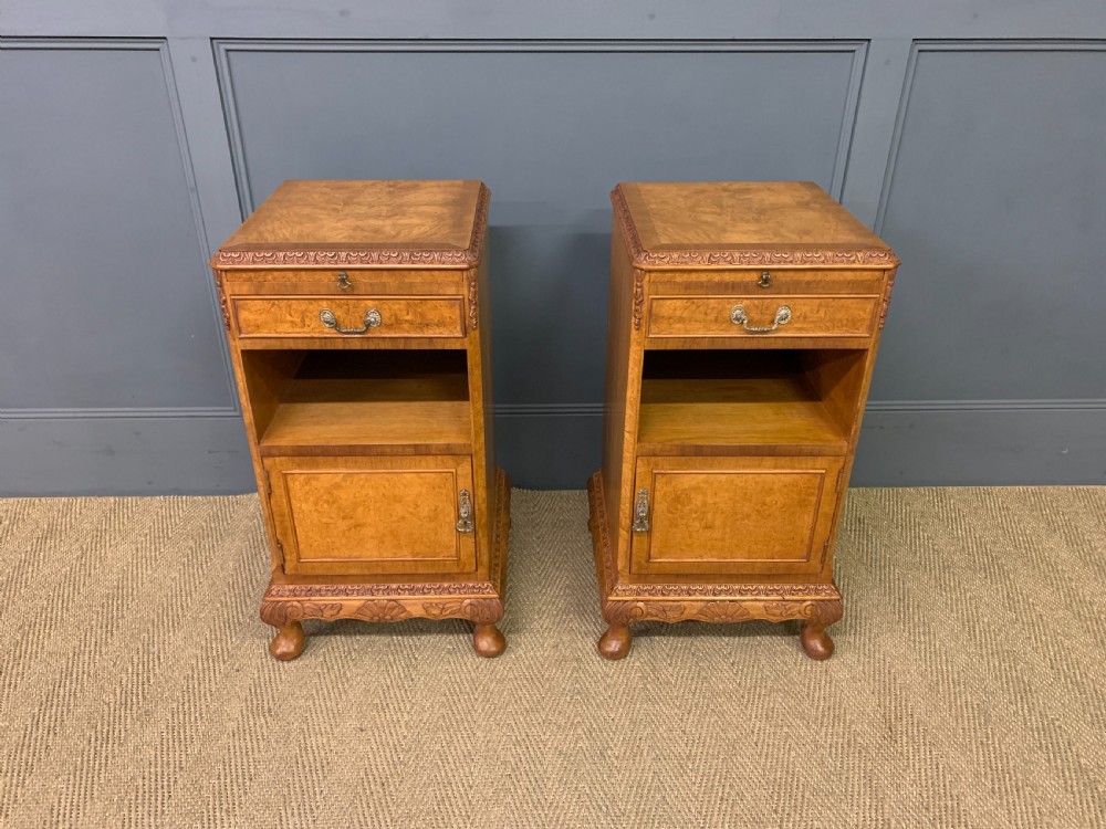 Pair of Burr Walnut Bedside Cupboards View II