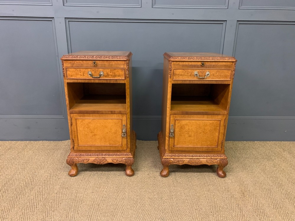 Pair of Burr Walnut Bedside Cupboards View III
