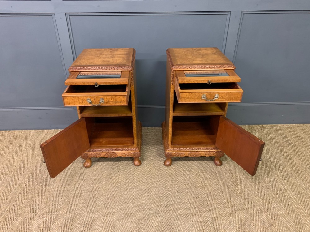 Pair of Burr Walnut Bedside Cupboards View V