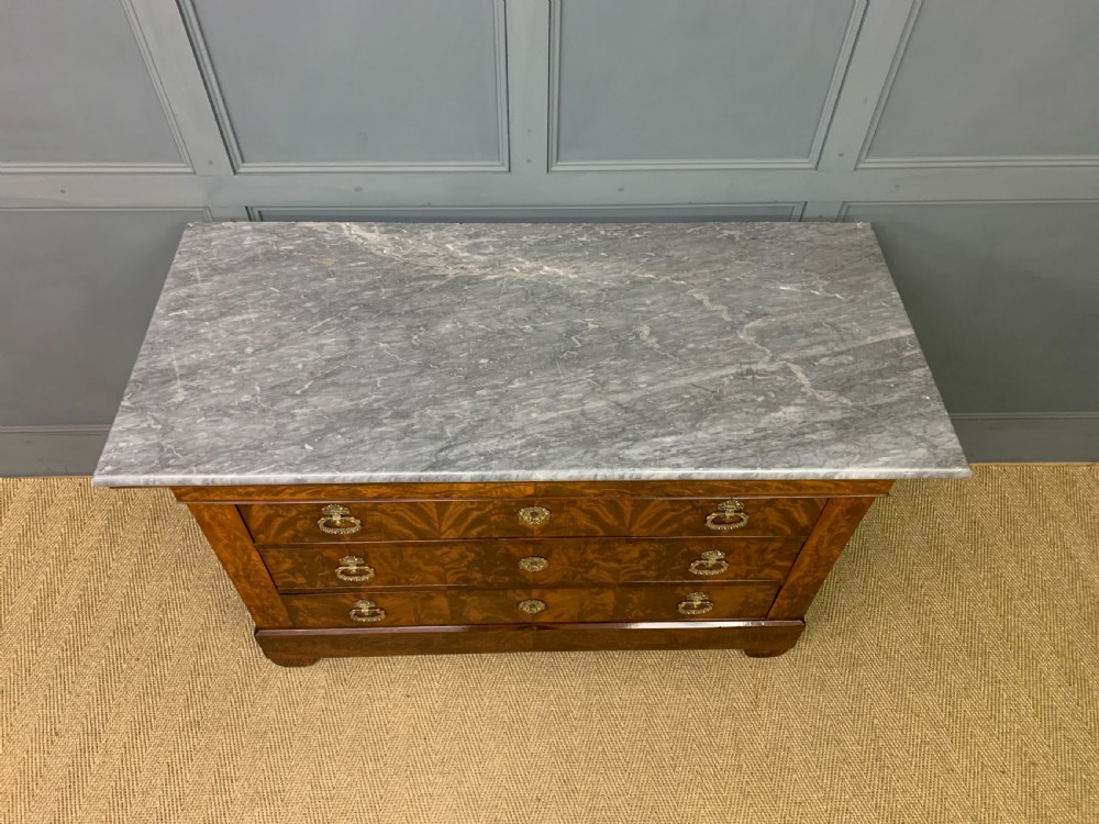 French Flame Mahogany Marble Topped Commode View IV
