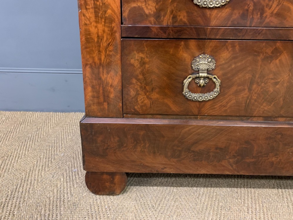 French Flame Mahogany Marble Topped Commode View VIII