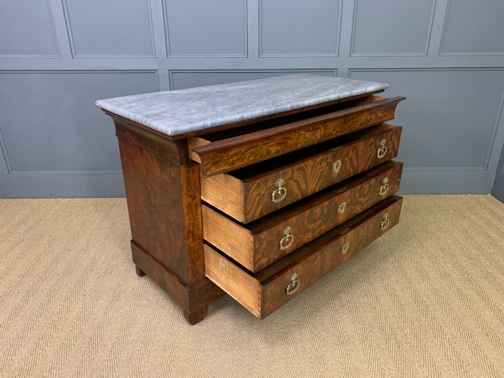 French Flame Mahogany Marble Topped Commode View XII