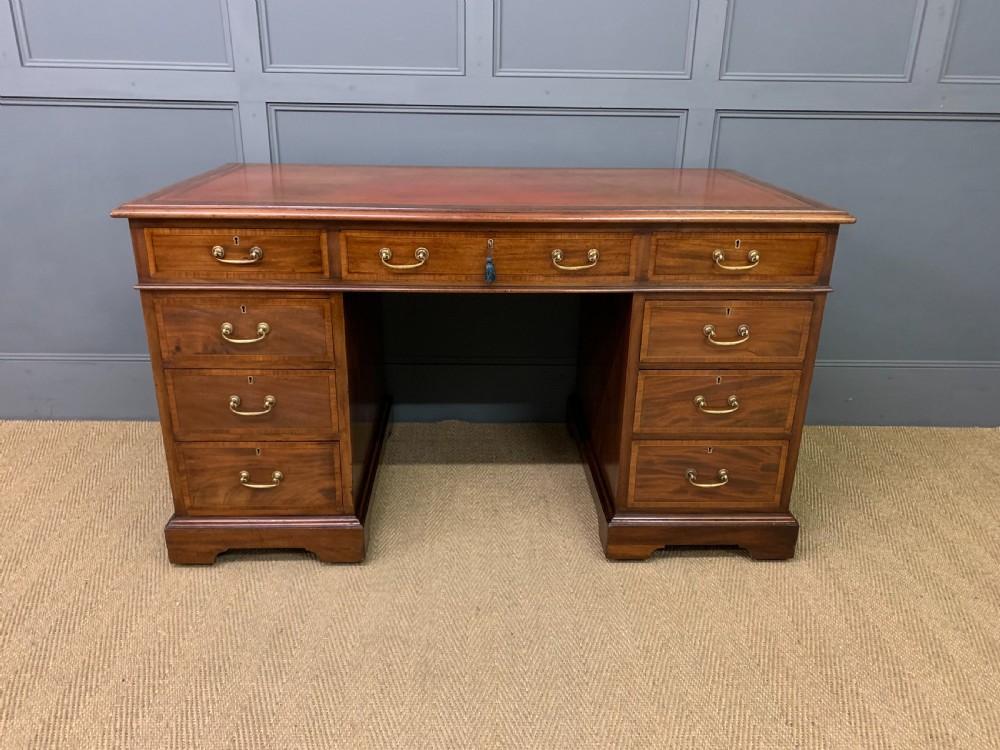 Inlaid Mahogany Pedestal Desk by Jas Shoolbred View III