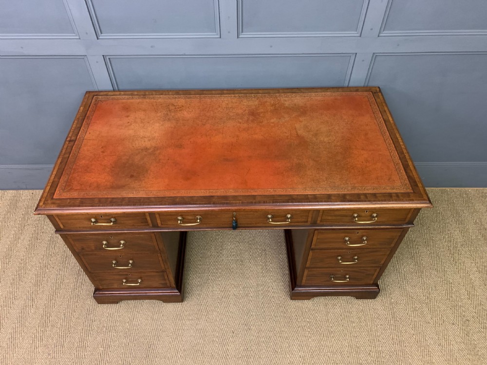 Inlaid Mahogany Pedestal Desk by Jas Shoolbred View IV