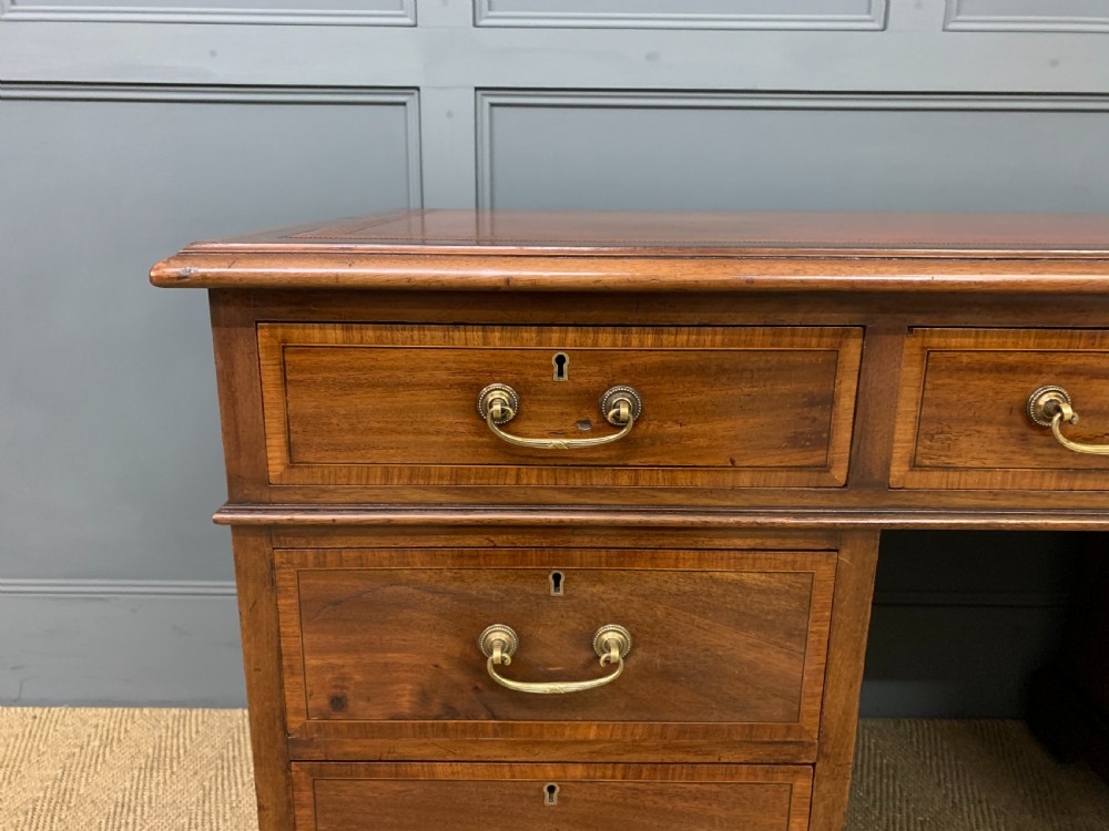 Inlaid Mahogany Pedestal Desk by Jas Shoolbred View VI