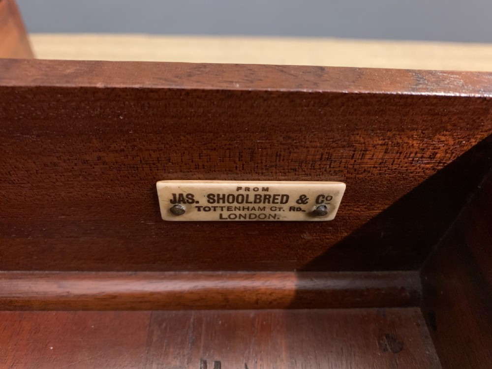 Inlaid Mahogany Pedestal Desk by Jas Shoolbred View X