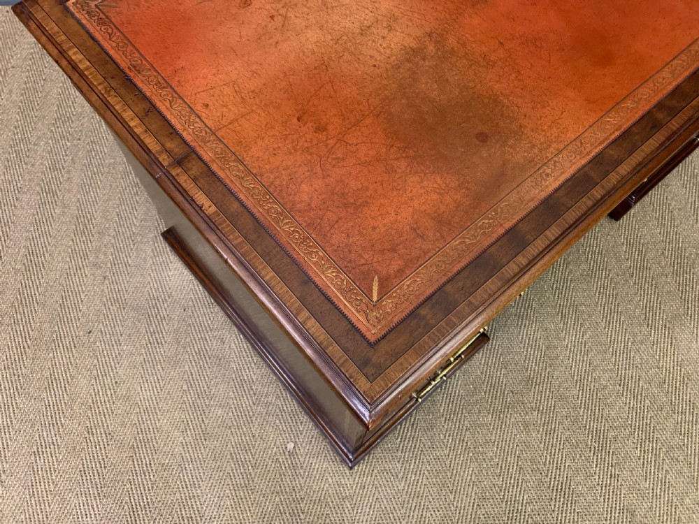 Inlaid Mahogany Pedestal Desk by Jas Shoolbred View XI
