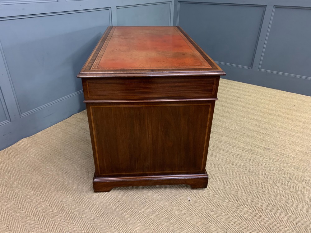 Inlaid Mahogany Pedestal Desk by Jas Shoolbred View XII