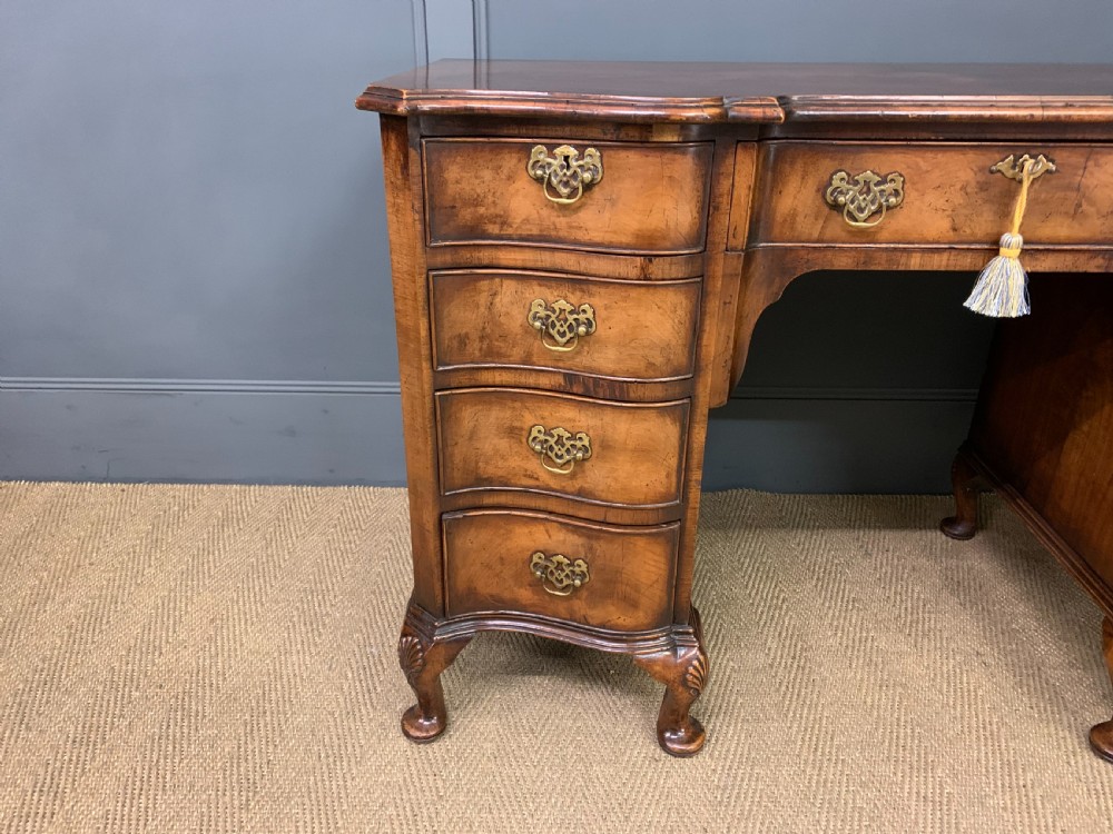 Burr Walnut Serpentine Fronted Desk View IV