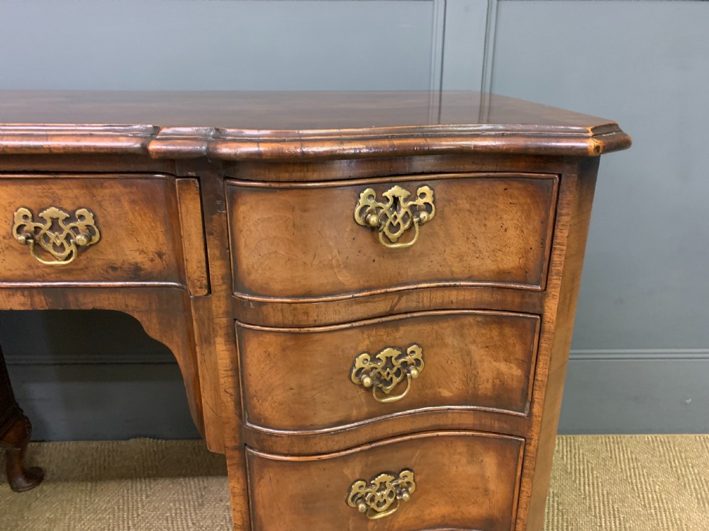 Burr Walnut Serpentine Fronted Desk View V
