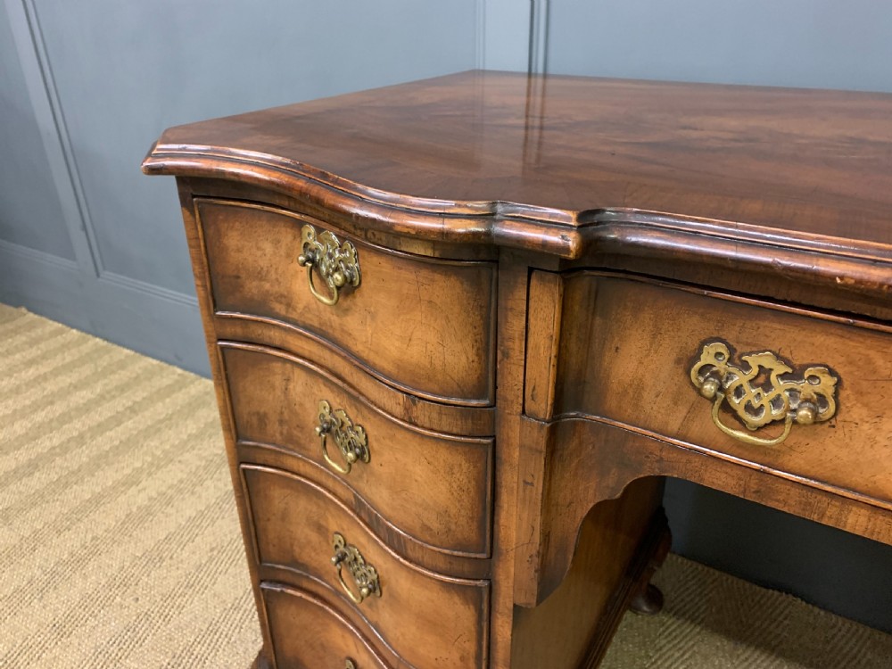 Burr Walnut Serpentine Fronted Desk View VIII