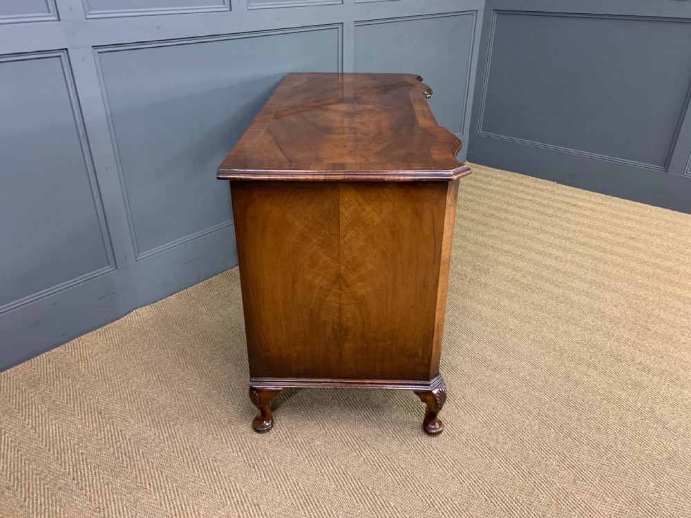 Burr Walnut Serpentine Fronted Desk View XII