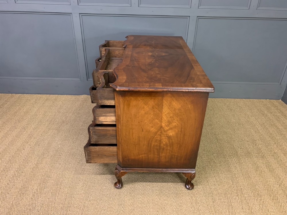 Burr Walnut Serpentine Fronted Desk View XVII