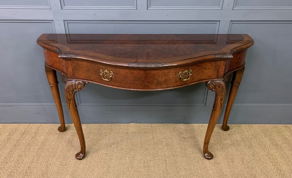 Burr Walnut Serpentine Fronted Console Table