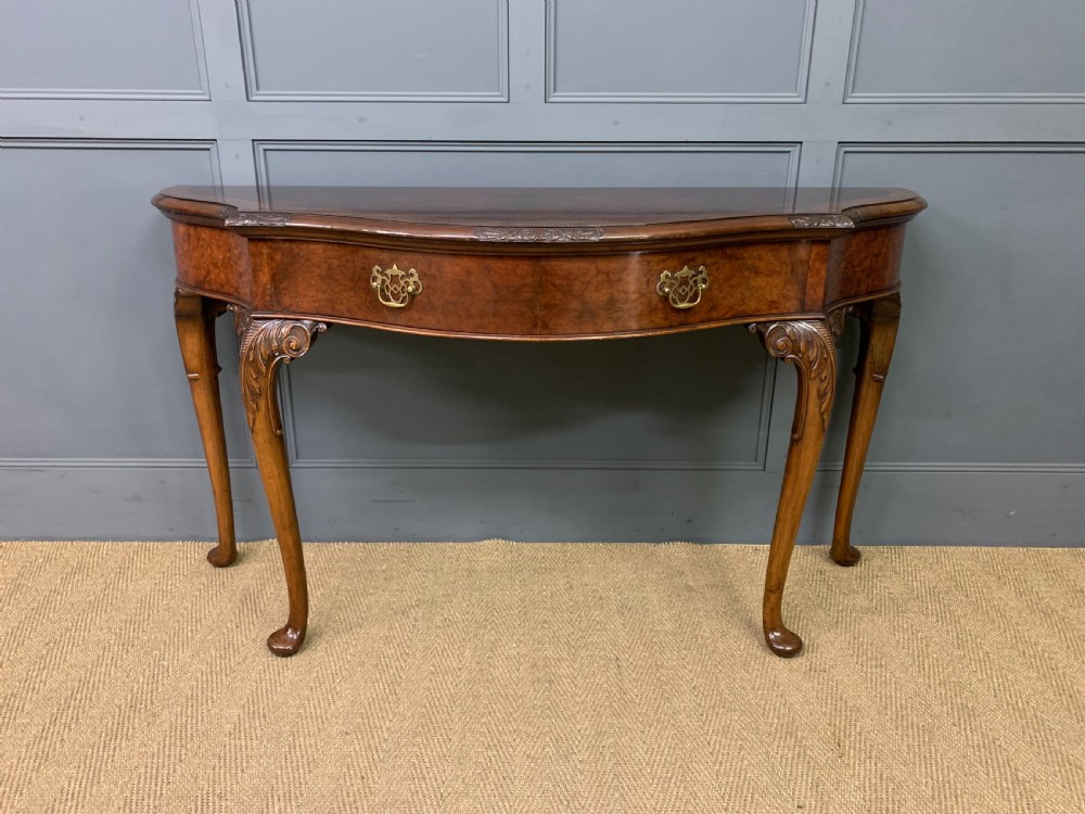 Burr Walnut Serpentine Fronted Console Table View II