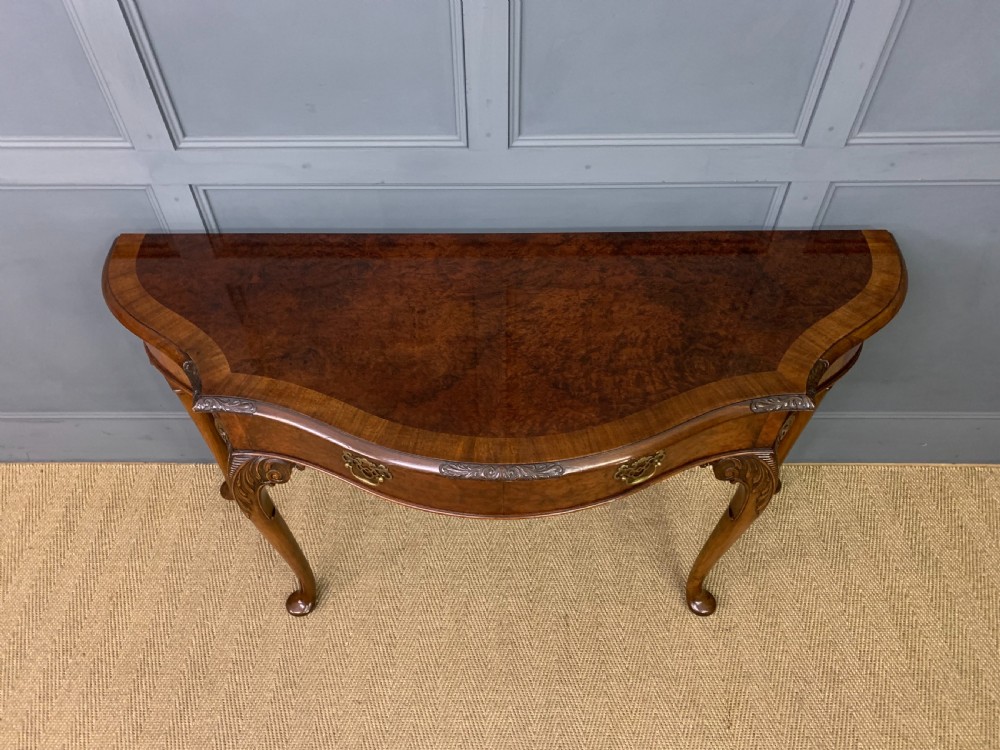 Burr Walnut Serpentine Fronted Console Table View III