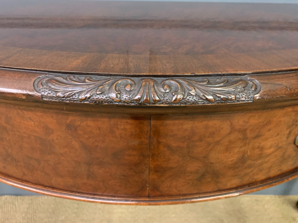 Burr Walnut Serpentine Fronted Console Table View IV