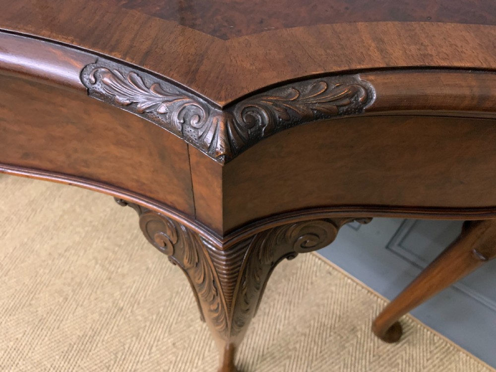 Burr Walnut Serpentine Fronted Console Table View V