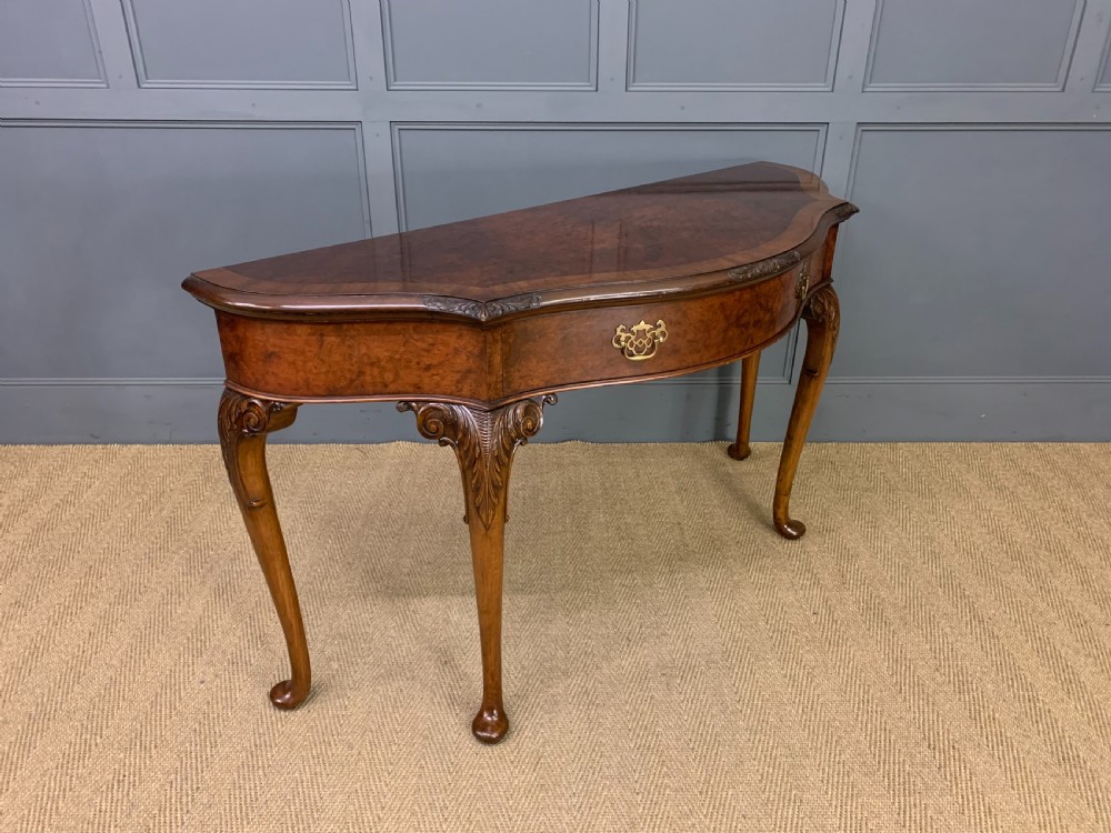 Burr Walnut Serpentine Fronted Console Table View VIII