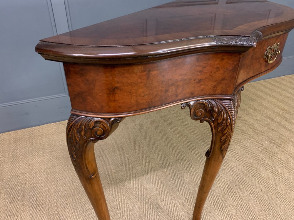 Burr Walnut Serpentine Fronted Console Table View X