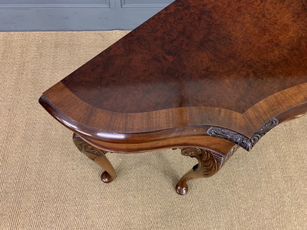 Burr Walnut Serpentine Fronted Console Table View XI