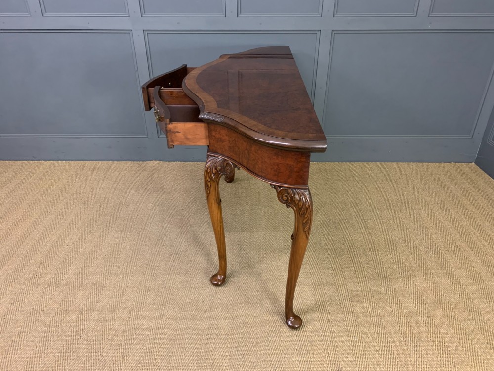 Burr Walnut Serpentine Fronted Console Table View XV