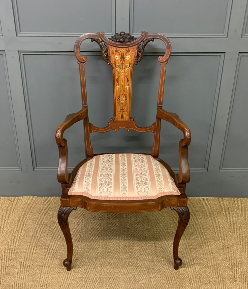 Late Victorian Inlaid Mahogany Armchair