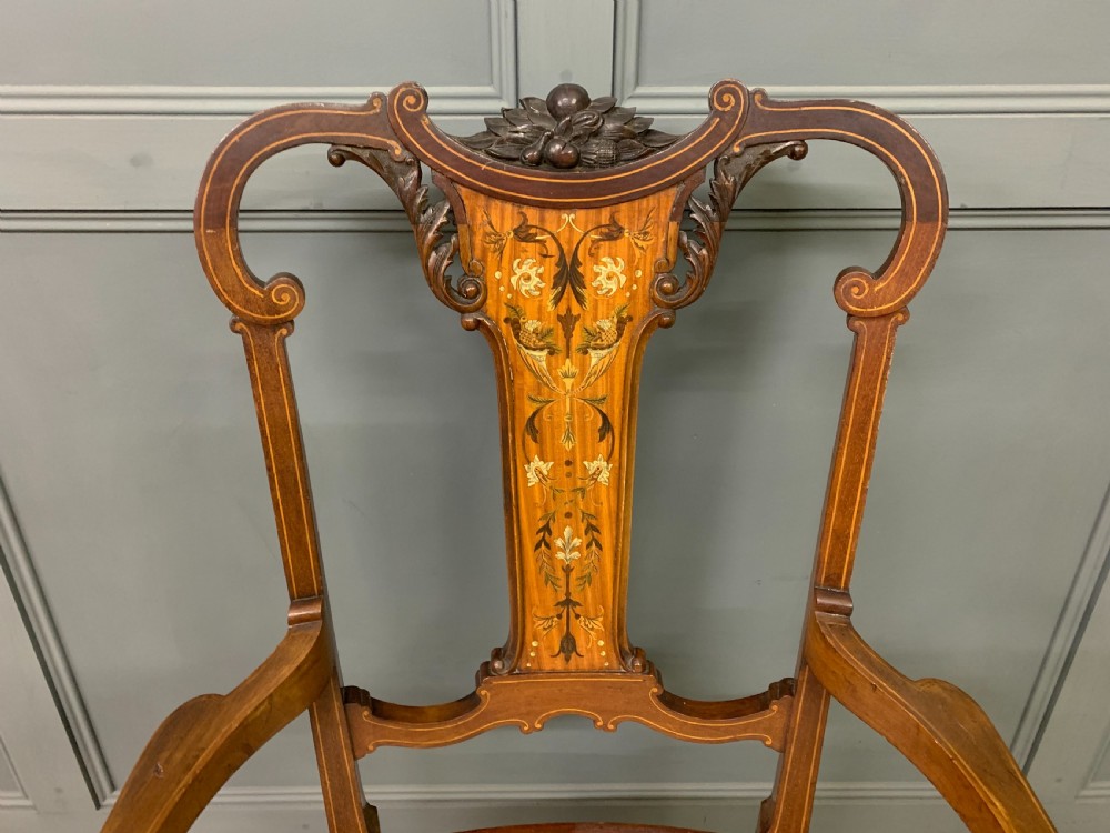 Late Victorian Inlaid Mahogany Armchair View II