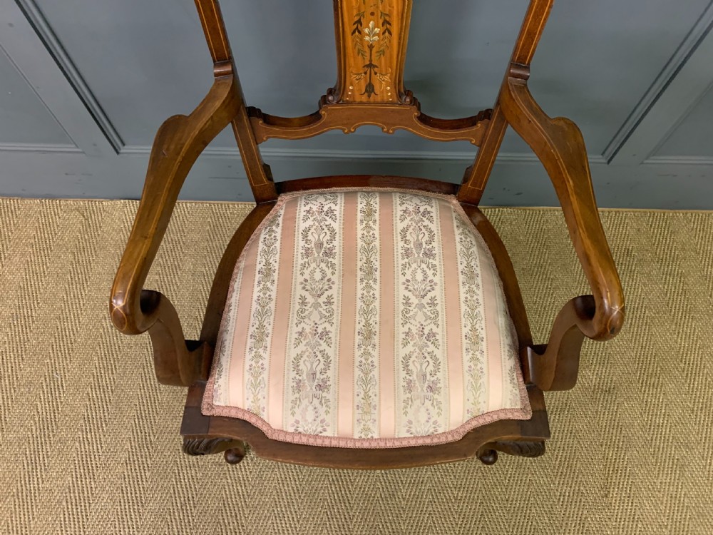 Late Victorian Inlaid Mahogany Armchair View IV