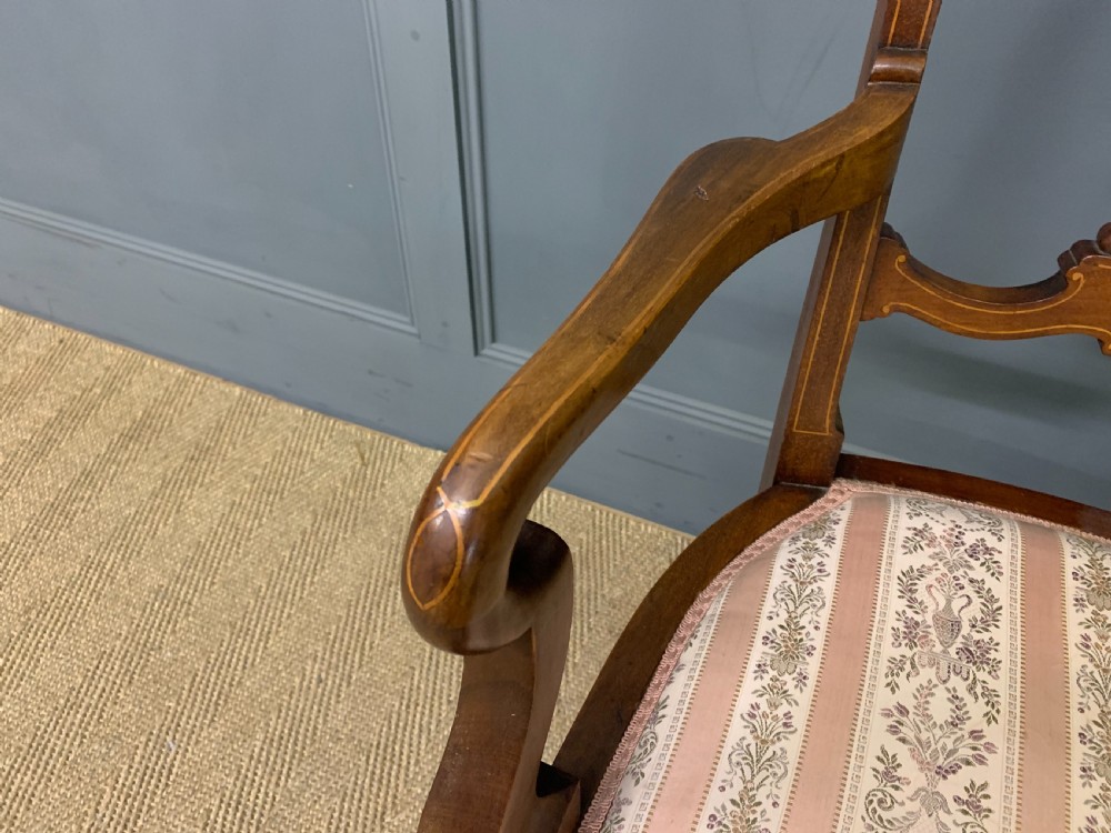 Late Victorian Inlaid Mahogany Armchair View V