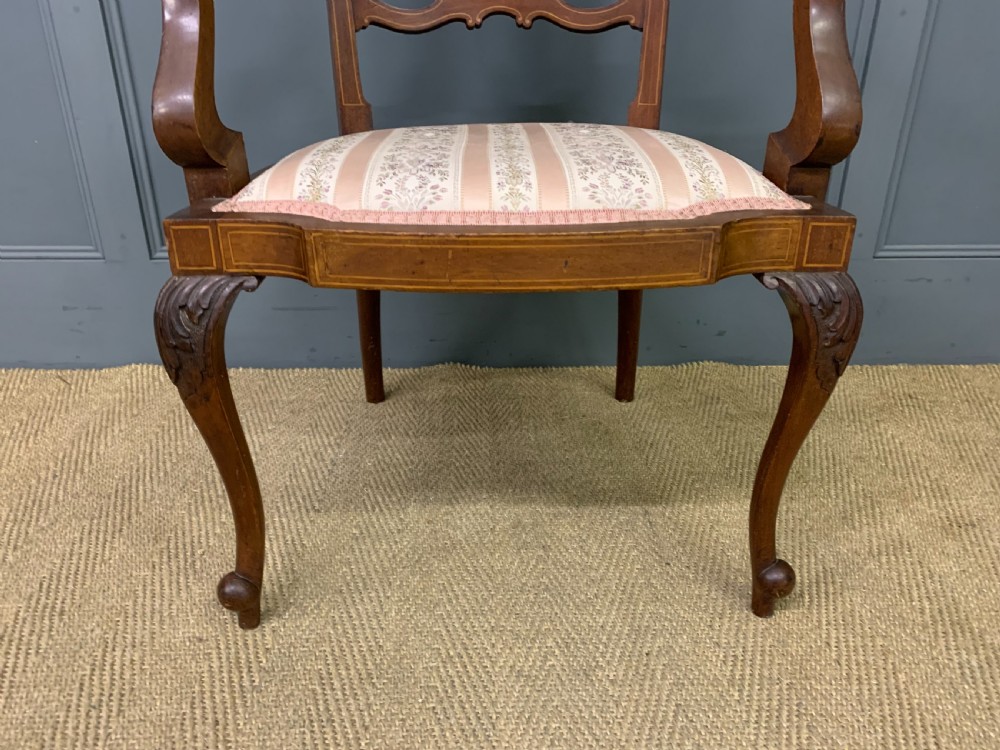 Late Victorian Inlaid Mahogany Armchair View VI