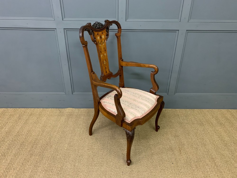 Late Victorian Inlaid Mahogany Armchair View VII
