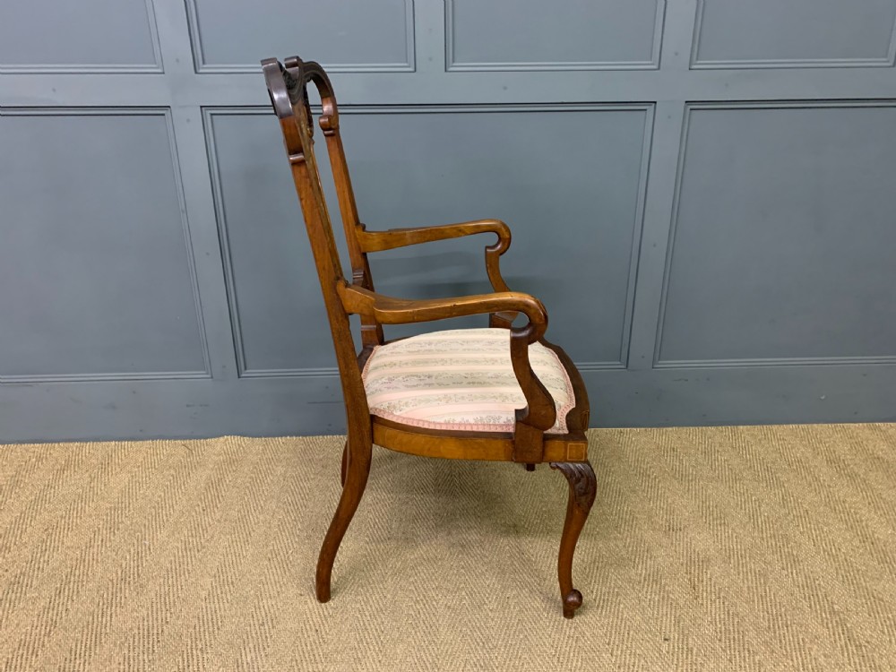 Late Victorian Inlaid Mahogany Armchair View IX