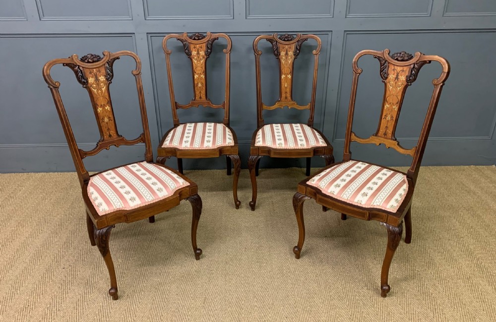 Set of 4 Inlaid Mahogany Chairs