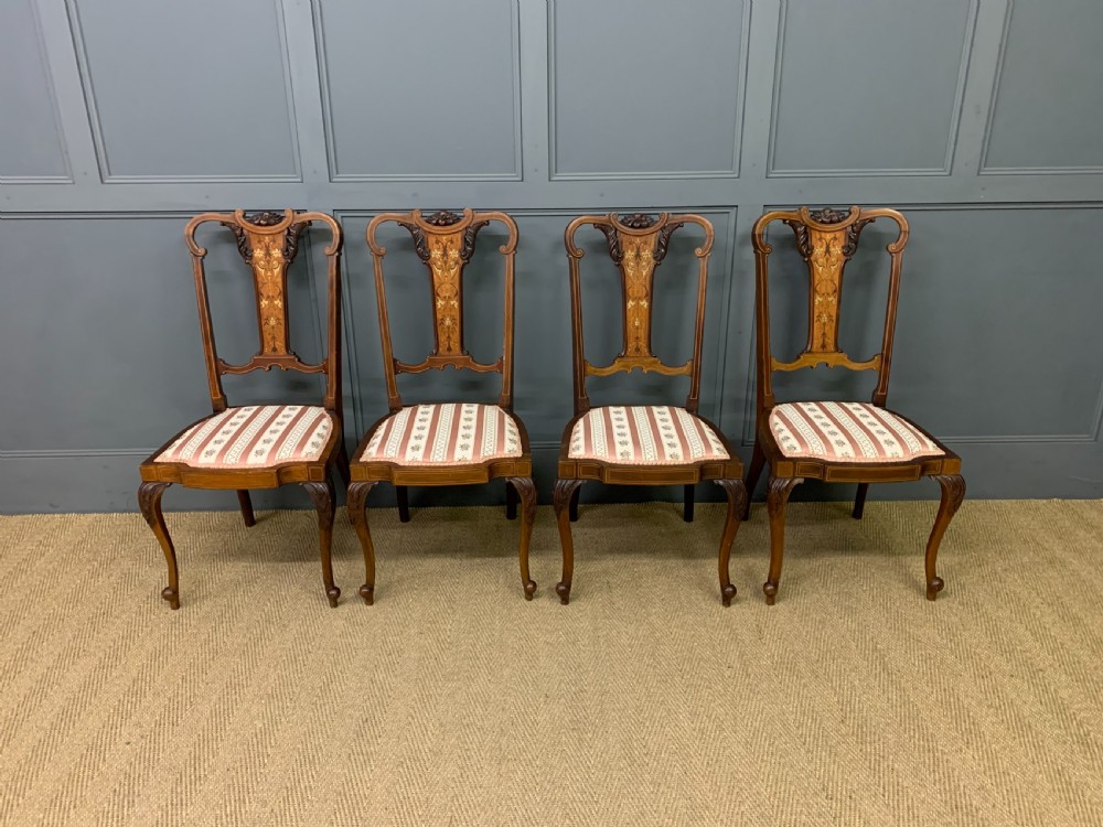 Set of 4 Inlaid Mahogany Chairs View III