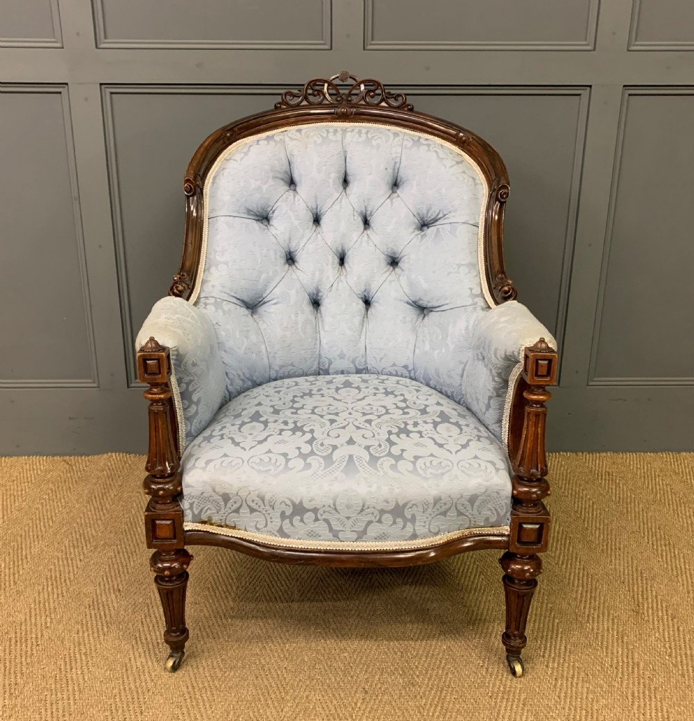 Victorian Walnut Upholstered Armchair