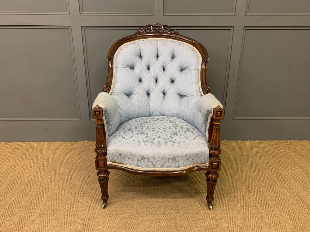 Victorian Walnut Upholstered Armchair View II