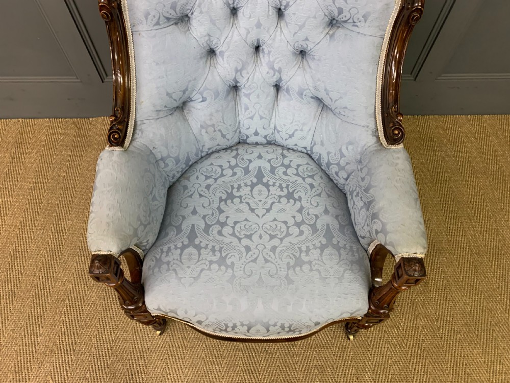 Victorian Walnut Upholstered Armchair View VI