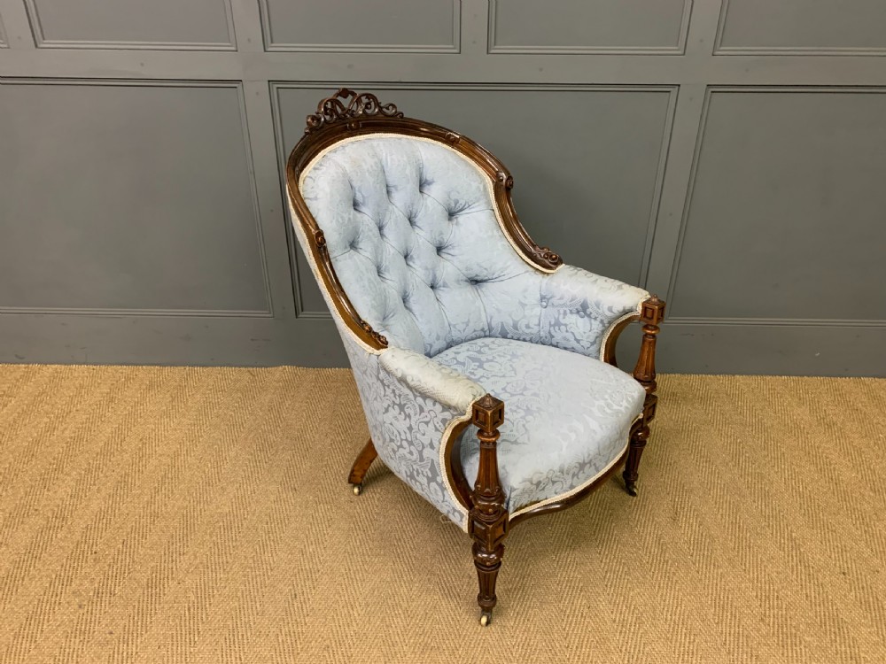 Victorian Walnut Upholstered Armchair View IX