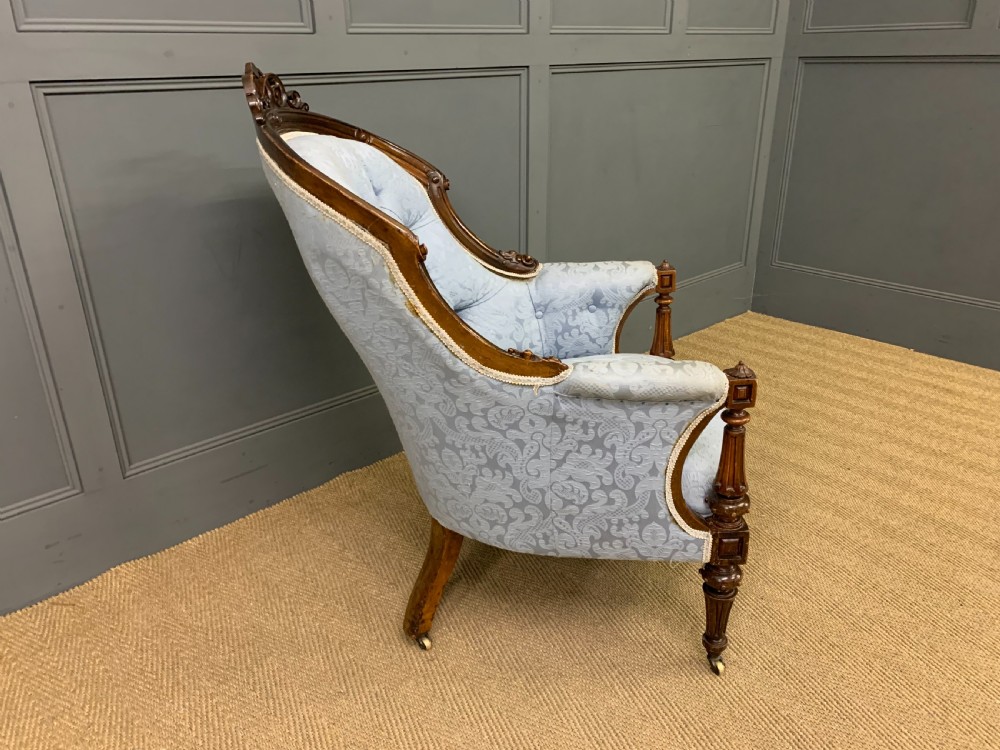 Victorian Walnut Upholstered Armchair View X