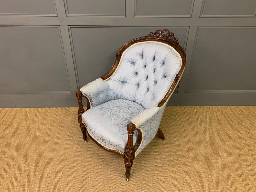 Victorian Walnut Upholstered Armchair View XII