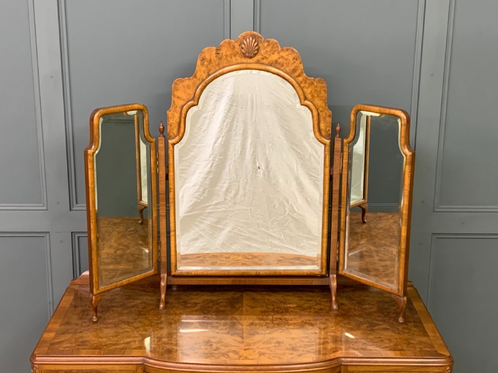 Burr Walnut Dressing Table and Stool View III