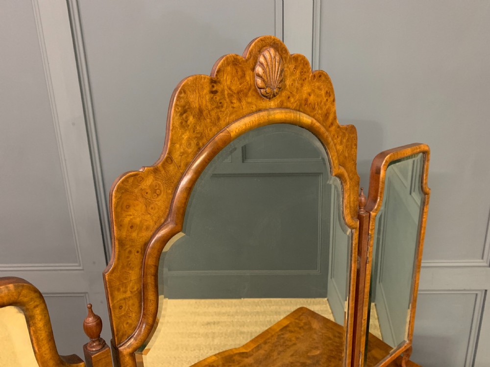 Burr Walnut Dressing Table and Stool View XII